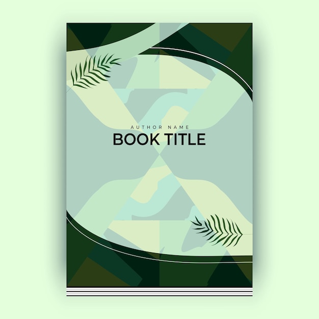 Vecteur conception de couverture de livre vert avec des feuilles, flyer affiche titre du livre auteur nom design illustration