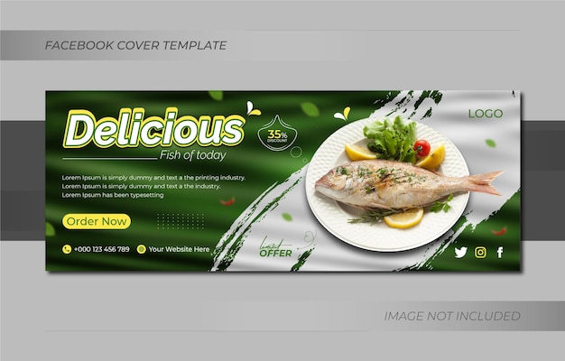 Conception De Couverture De Médias Sociaux De Menu De Nourriture De Restaurant De Poisson Frais Délicieux Ou Modèle De Bannière Web