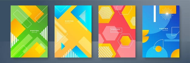 Conception de couverture moderne minimale Gradients colorés dynamiques Des motifs géométriques futurs Conception vectorielle de modèle d'affiche