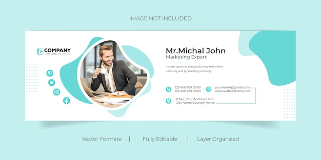 Conception De Couverture Ou De Pied De Page De Médias Sociaux De Modèle De Signature D'e-mail Moderne