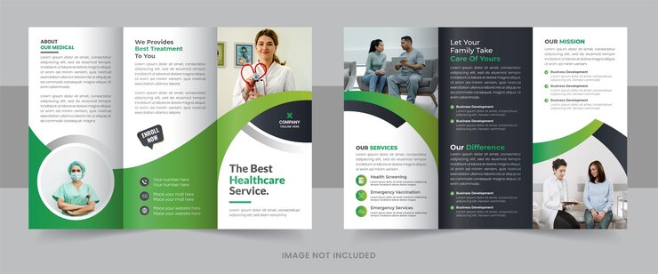 Vecteur conception créative de brochures triples de soins de santé moderne mise en page de brochure triples d'entreprise ou d'entreprise