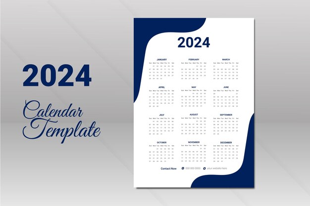 Vecteur conception créative moderne et colorée du calendrier de la nouvelle année 2024