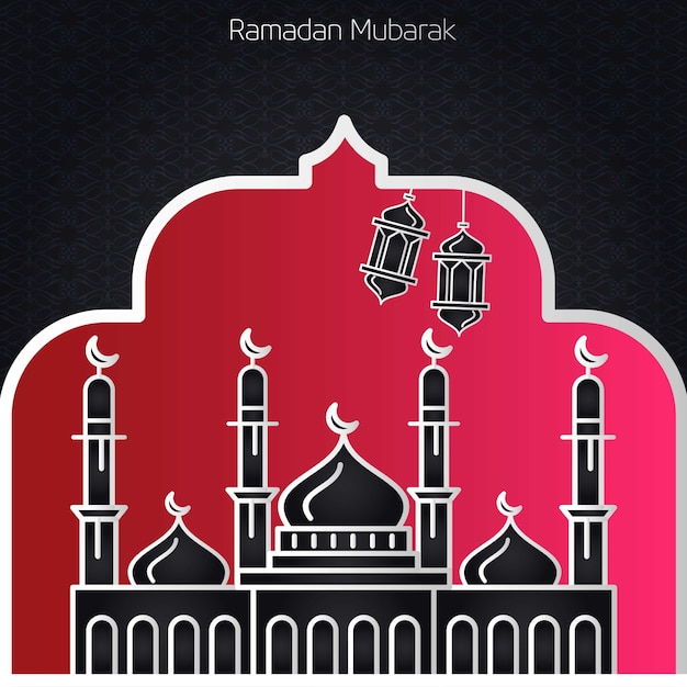 Vecteur conception créative de ramadan kareem avec vecteur de fond rouge