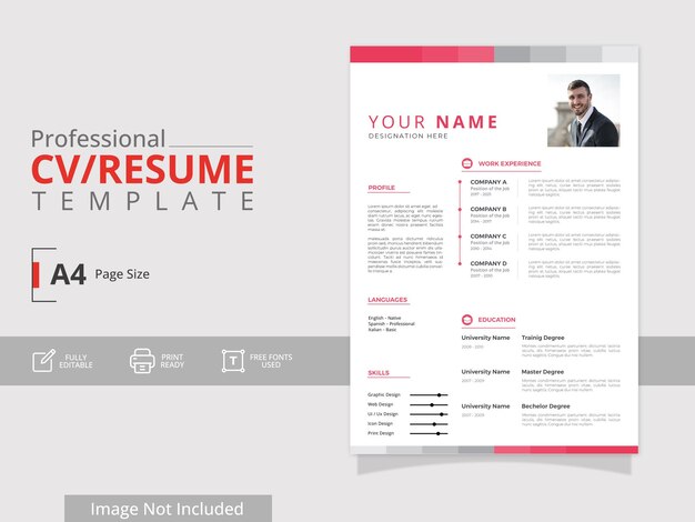 Conception de curriculum vitae minimaliste et moderne, propre et modifiable, prête à imprimer