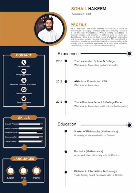 Vecteur conception de cv professionnel pour un emploi de comptable