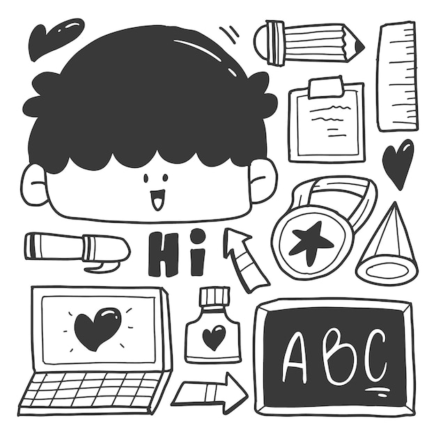 conception de dessin animé doodle scolaire dessiné à la main