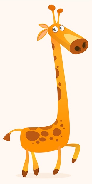 Vecteur conception de dessin animé drôle de girafe illustration vectorielle isolée sur blanc