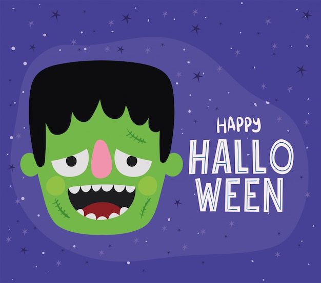 Conception de dessin animé Halloween frankenstein, vacances et thème effrayant
