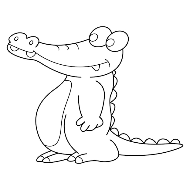 Conception de dessin animé de vecteur de contour de crocodile sur fond blanc