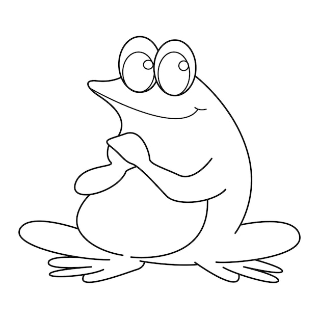 Conception de dessin animé vecteur contour grenouille sur fond blanc