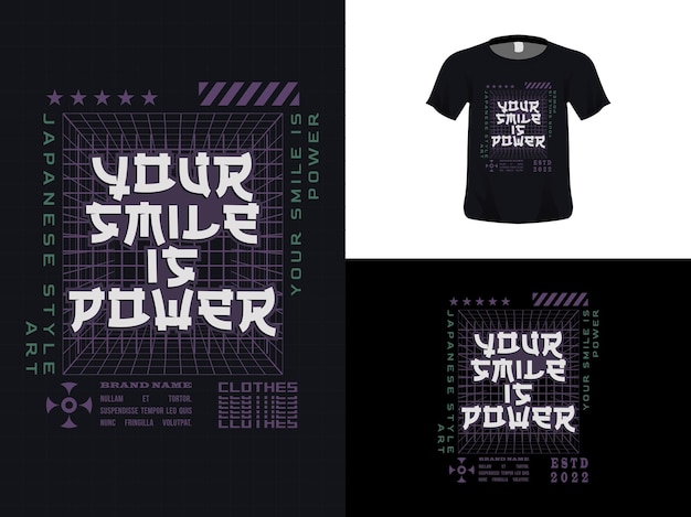 Conception De Devis De Typographie De T-shirt Votre Sourire Est Le Pouvoir Pour Imprimer Modèle D'affiche Vecteur Premium