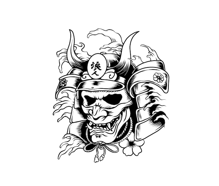 Vecteur conception de diable de corne d'art sombre