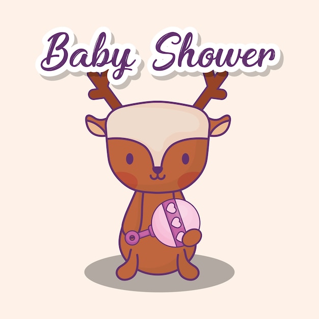 Vecteur conception de douche de bébé avec cerf mignon