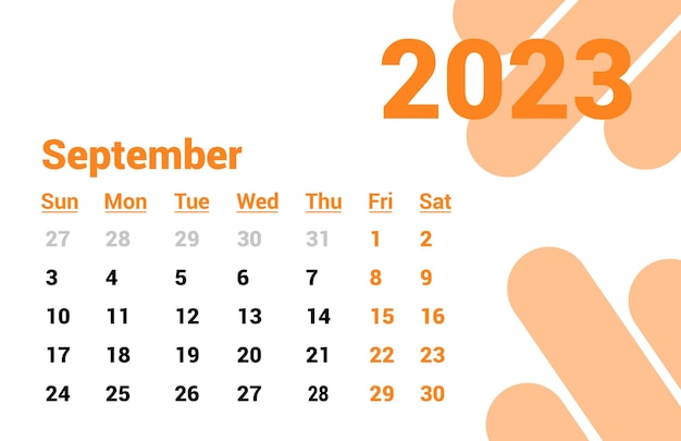 Conception Du Calendrier 2023 Mois De Septembre