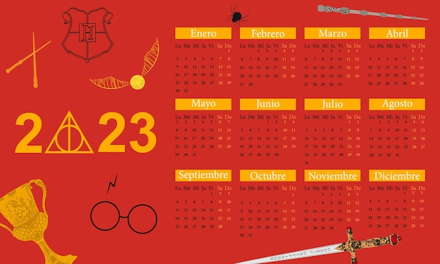 Vecteur conception du calendrier espagnol 2023 illustration vectorielle