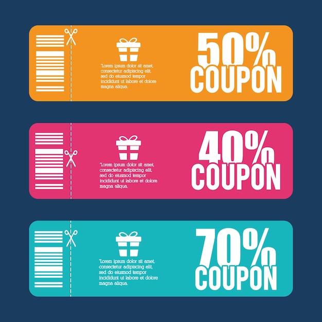 Conception Du Coupon Icône De Vente. Concept Commercial