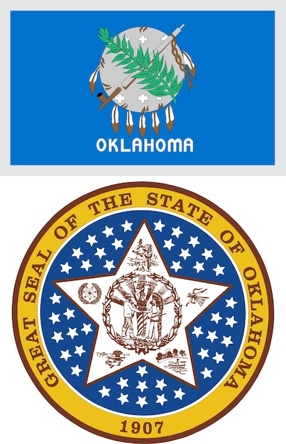 Vecteur conception du drapeau et des armoiries de l'état américain de l'oklahoma