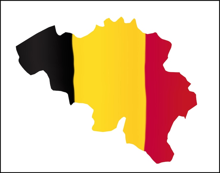 Vecteur conception du drapeau de la belgique et conception de la carte de la belgium