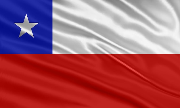 Conception du drapeau du Chili. Agitant le drapeau du Chili en tissu de satin ou de soie. Illustration vectorielle.