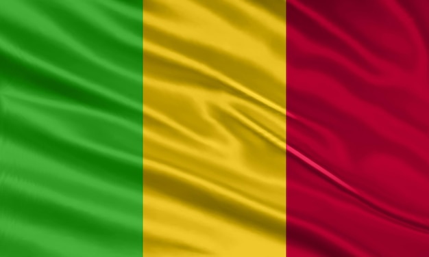 Conception du drapeau du Mali Agitant le drapeau du Mali en tissu de satin ou de soie Illustration vectorielle