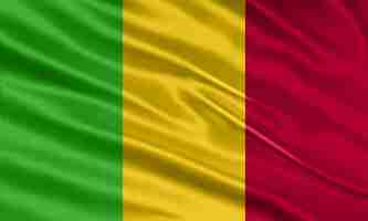Vecteur conception du drapeau du mali agitant le drapeau du mali en tissu de satin ou de soie illustration vectorielle