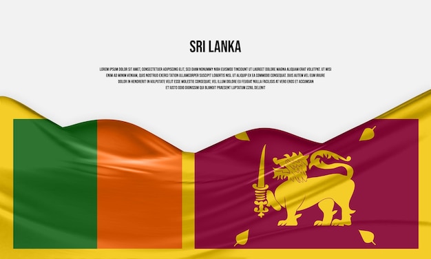 Conception du drapeau du Sri Lanka. Agitant le drapeau sri-lankais en tissu de satin ou de soie. Illustration vectorielle.