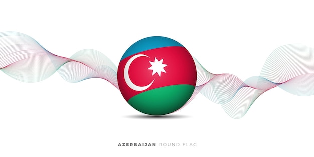 Conception Du Drapeau Rond De L'azerbaïdjan Avec Fond De Lignes Ondulées Pour La Conception De La Fête De L'indépendance De L'azerbaïdjan