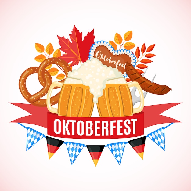 Conception Du Festival De La Bière Oktoberfest Dans Un Style Plat.