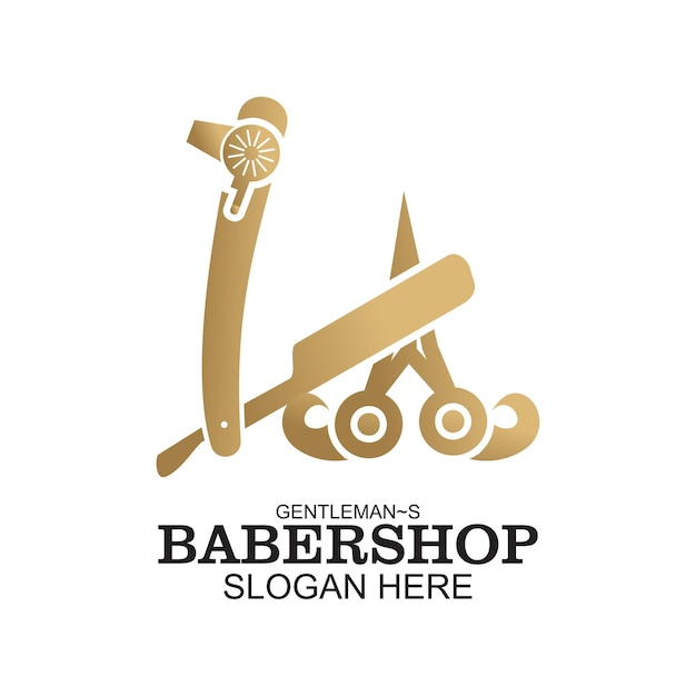 Vecteur la conception du logo de babershop est un concept simple premium vector