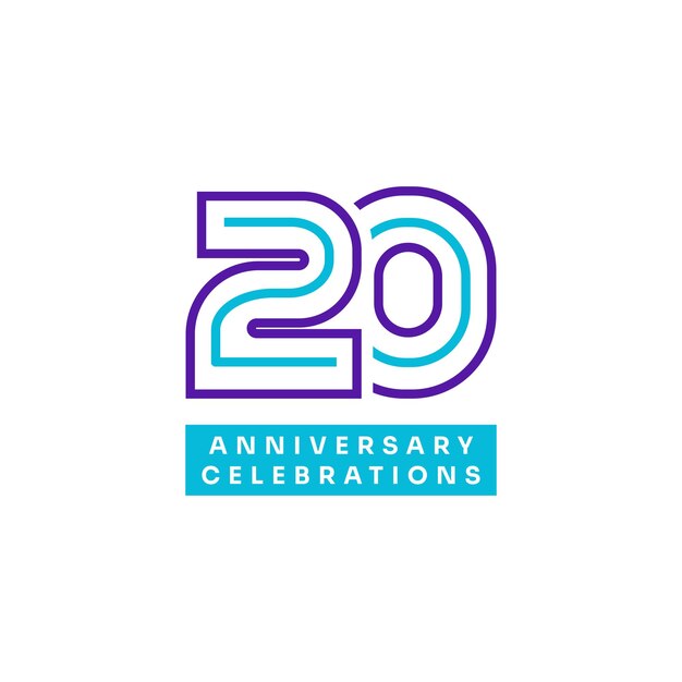 Vecteur conception du logo des célébrations du 20e anniversaire