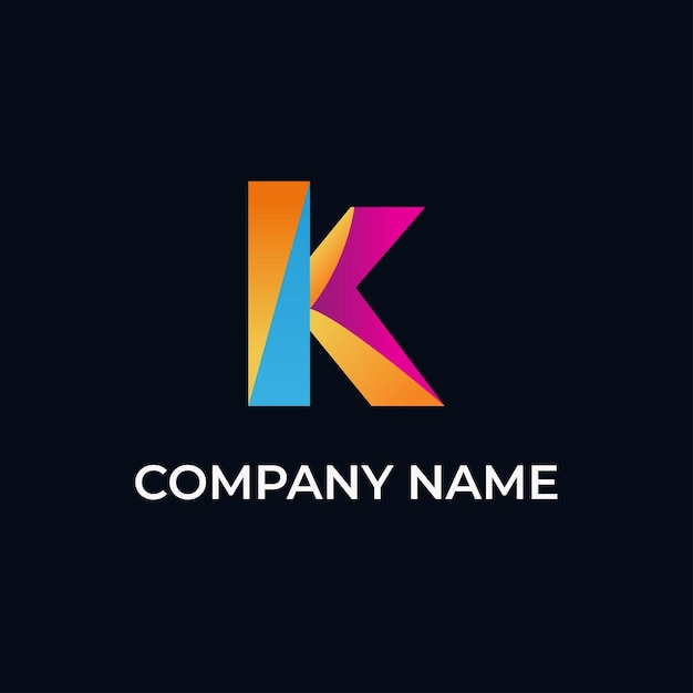 Conception du logo en couleurs de gradient de l'alphabet K