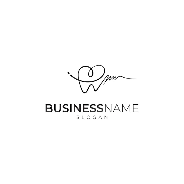 Conception du logo dentaire avec concept de style de conception de signature