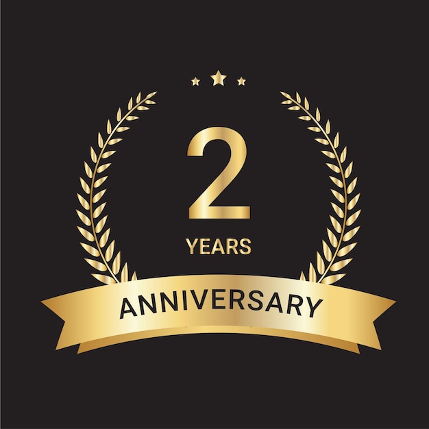 Vecteur conception du logo du 2e anniversaire, anniversaire de 2 ans