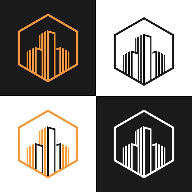Conception du logo du bâtiment de la ville moderne