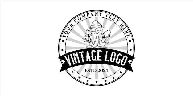 La conception du logo du champignon vintage rétro