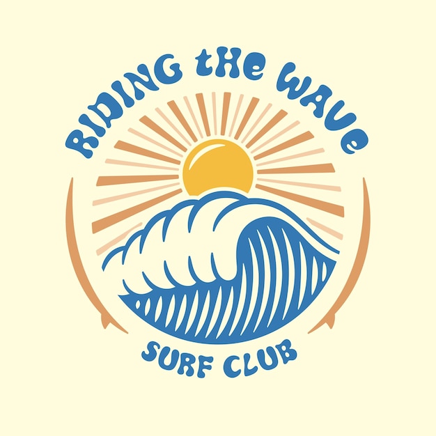 Vecteur conception du logo du club de surf vector wave