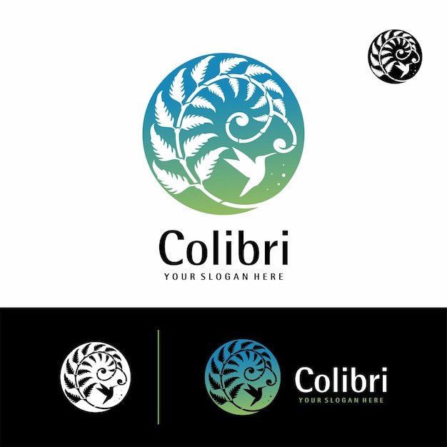 Vecteur conception du logo du colibri en gradient