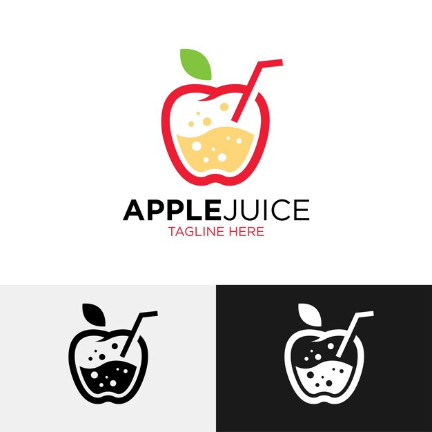 Conception Du Logo Du Jus De Pomme Illustration Vectorielle Simple Et Moderne