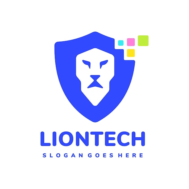 Vecteur conception du logo du lion de données de pixels