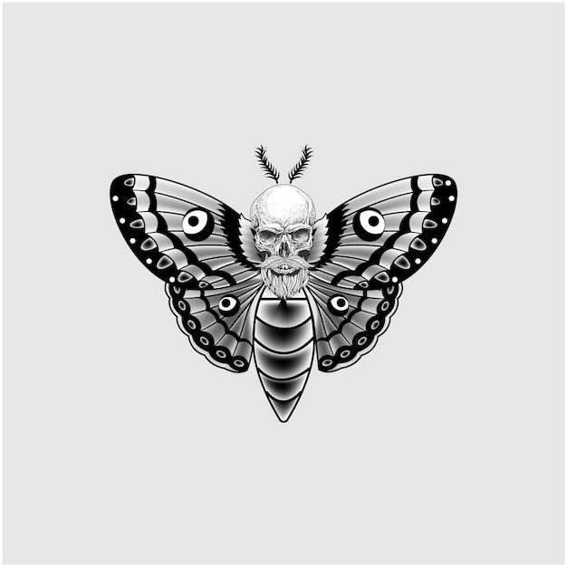 conception du logo du papillon au visage de crâne