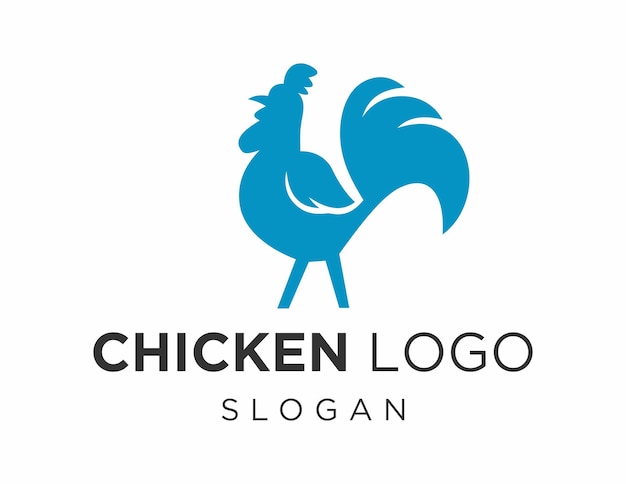 La conception du logo du poulet créée à l'aide de l'application Corel Draw 2018 avec un fond blanc