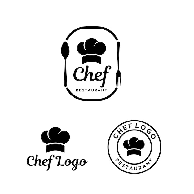 Vecteur conception du logo du restaurant chef avec un fichier vectoriel modifiable