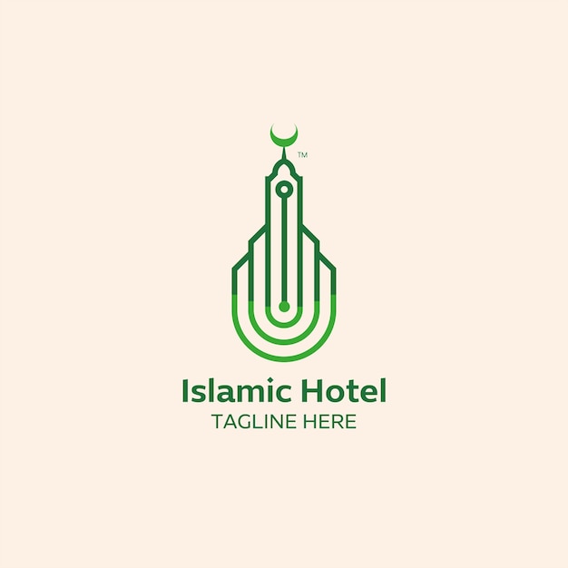 Vecteur conception du logo du symbole islamique de l'hôtel