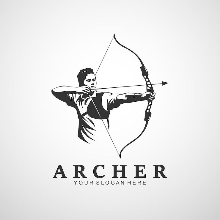 Vecteur la conception du logo du tir à l'arc le logo de l'archer est un modèle vectoriel de logo sportif propre et minimaliste.