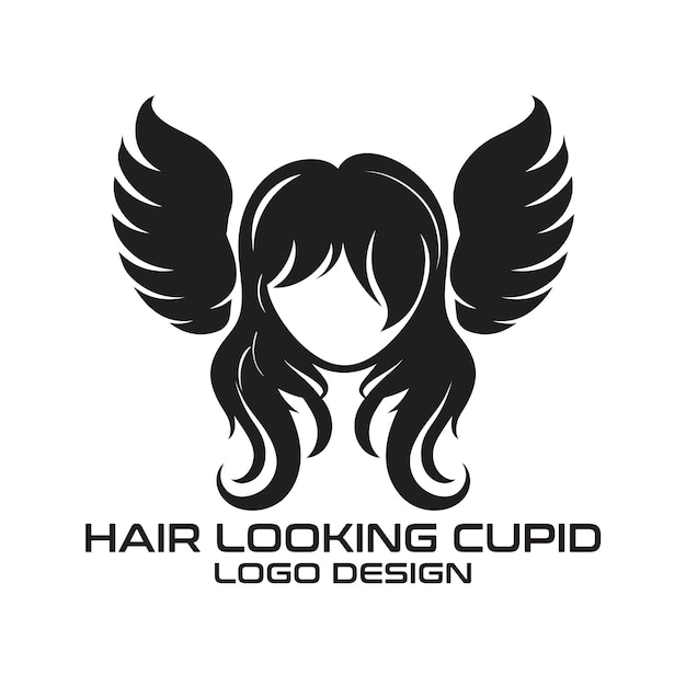 Vecteur la conception du logo du vecteur de cupid à l'aspect de cheveux