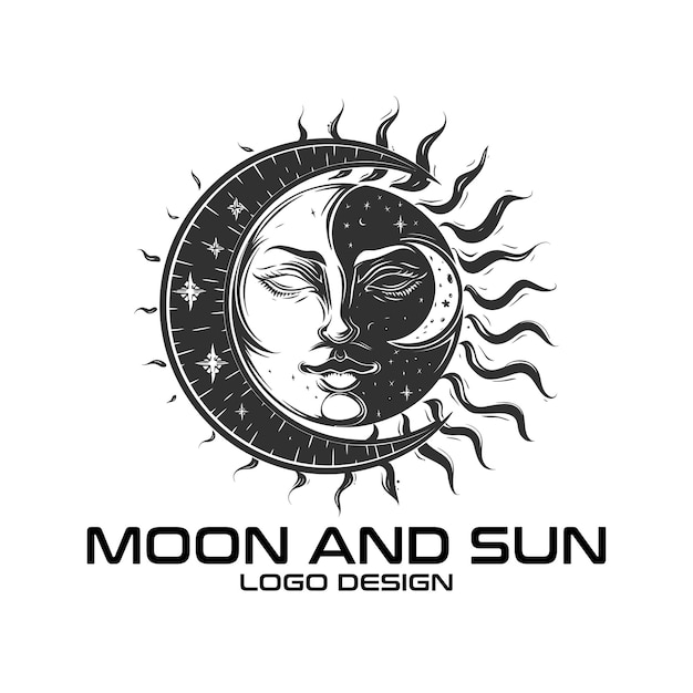 Vecteur conception du logo du vecteur lune et soleil