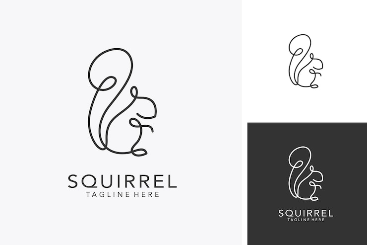 Vecteur la conception du logo de l'écureuil d'art d'une ligne