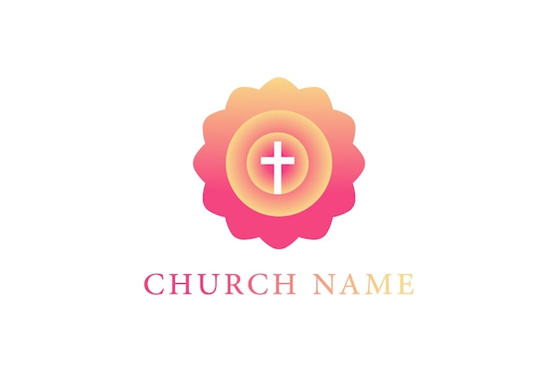 Conception du logo de l'église chrétienne vectorielle