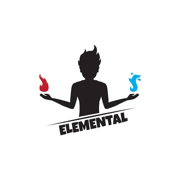 Vecteur conception du logo de l'élément feu et eau