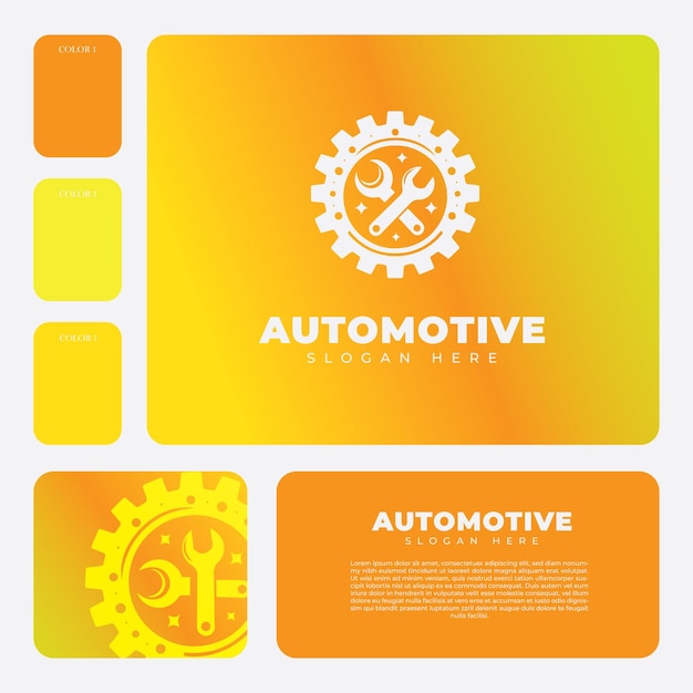 Vecteur conception du logo de l'engrenage adaptée aux marques de l'industrie automobile